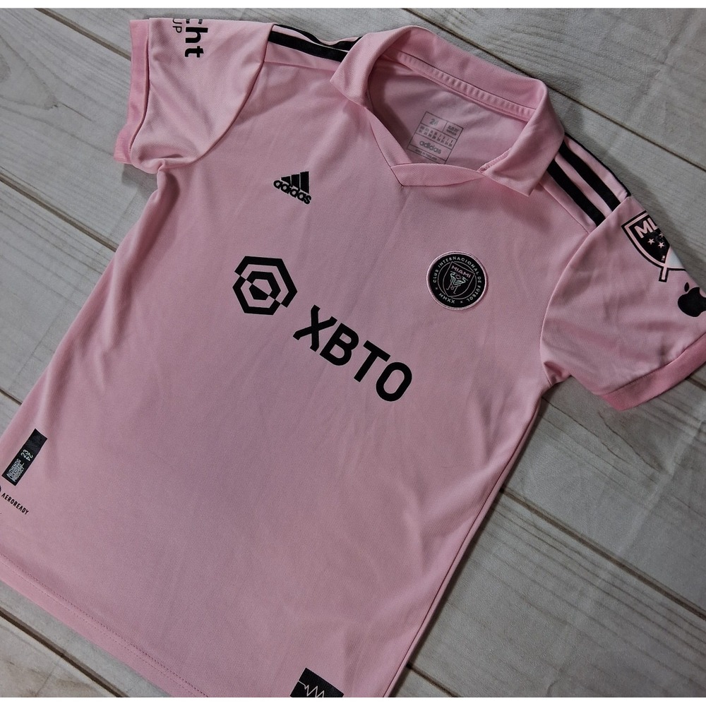 adidas Inter Miami Lionel Messi #10 Jersey Youth Sz 24 Pink MLS Soccer Kit Shirt